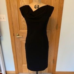 Banana Republic Black Stretch Wool Drape Neck Dres